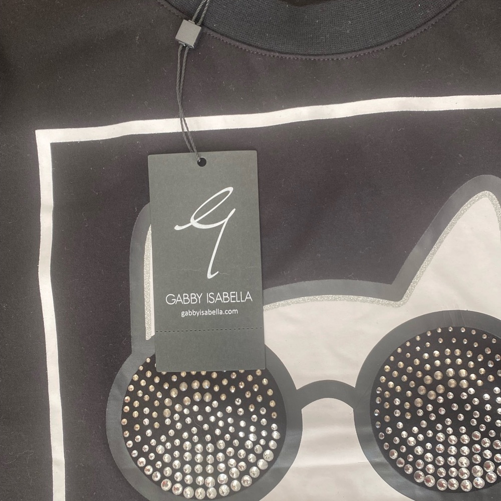 Gabby Isabella Black and White Cat tee. Woman’s size small/ brand new with tags - Picture 10 of 14